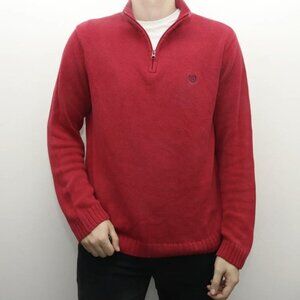 ❤️304 Chaps Ralph Lauren Mens 1/4 Zip Oversized Knit Sweater Red